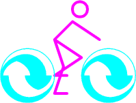 (image de vélo avec le logo du recyclage dans les roues)